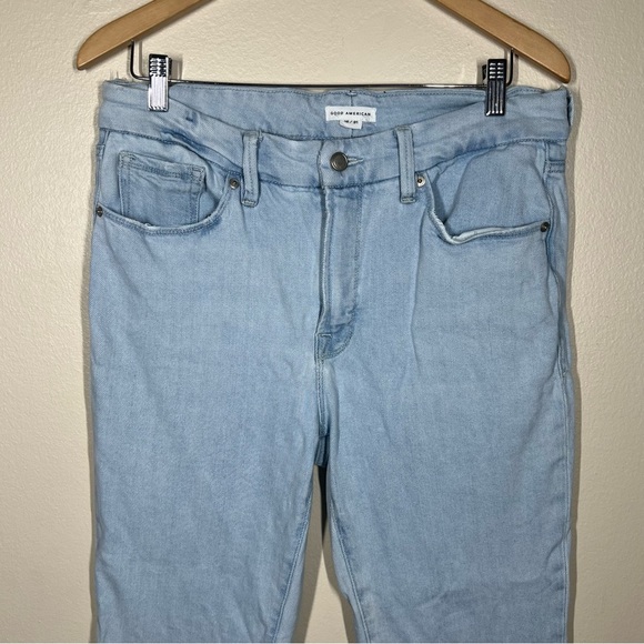 Good American Women’s Light Wash Skinny Jeans Fray Hem Size 12 / 31 - Picture 2 of 7